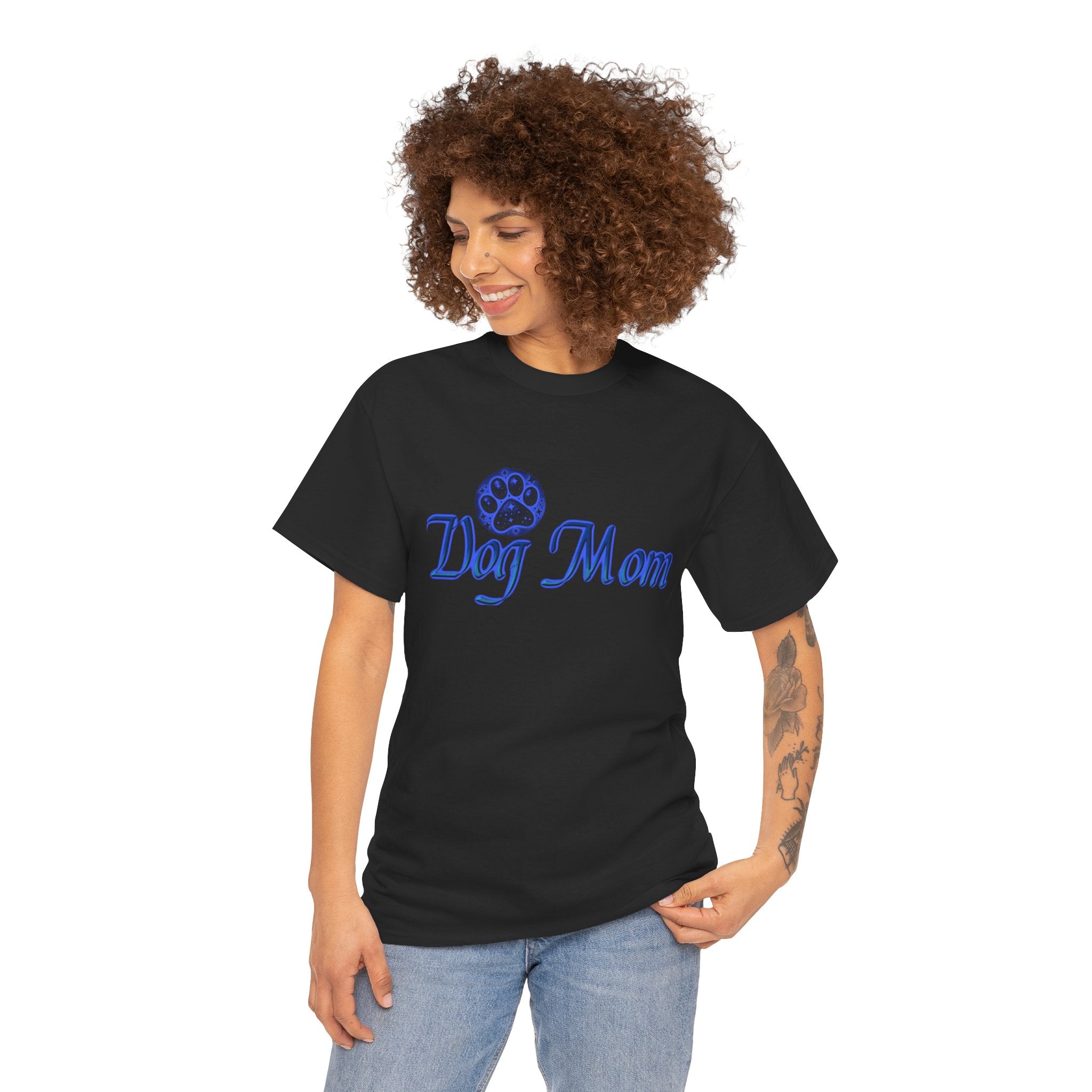 Dog Mom Blue Unisex Heavy Cotton Tee