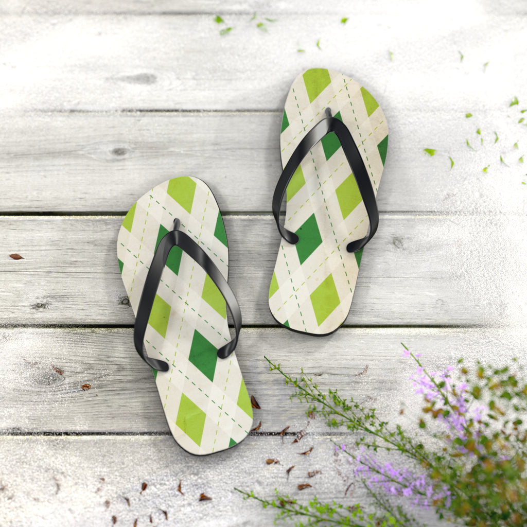 Flip Flops Green Diamonds