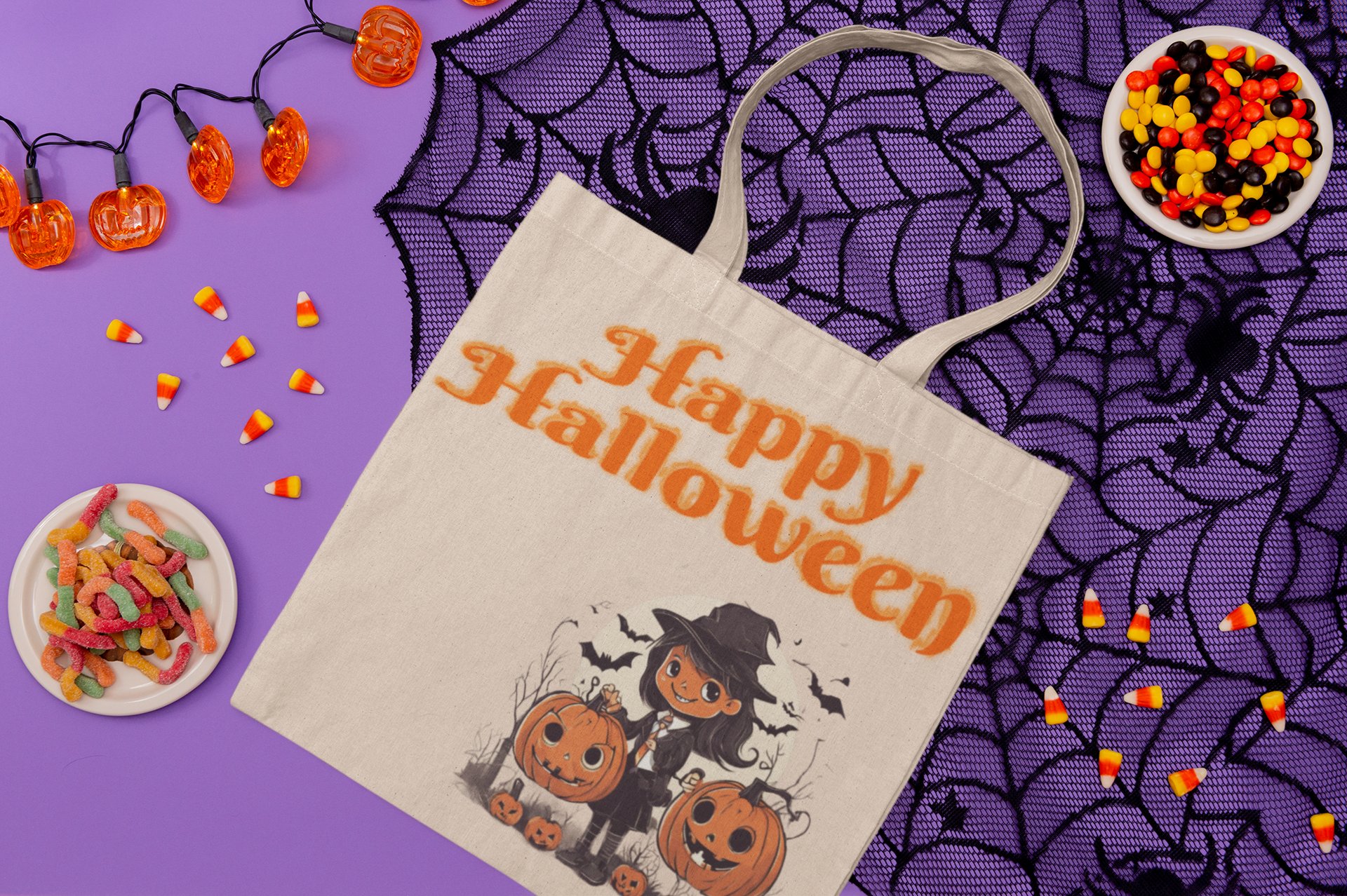 Happy Halloween 3 Cotton Canvas Tote Bag